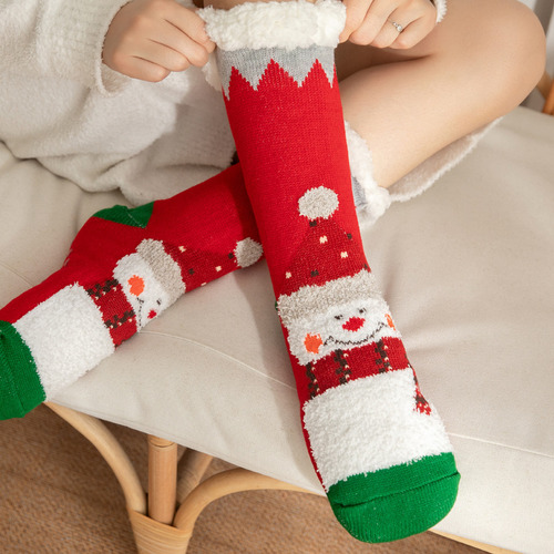 Calcetines Navideños Acogedores De Forro Polar Coral Para El
