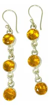 Comprar Aros Plata India Citrino Miel Facetado Natural Círculos