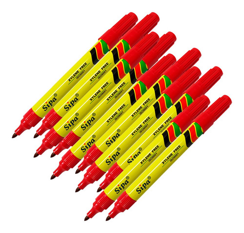 Marcador Permanente Sipa Marker Punta Bala 2.5 Mm 10 Pzs