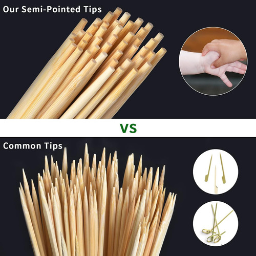 Brochetas Naturales Bambú De 8 Pulgadas, Semipuntiagudas