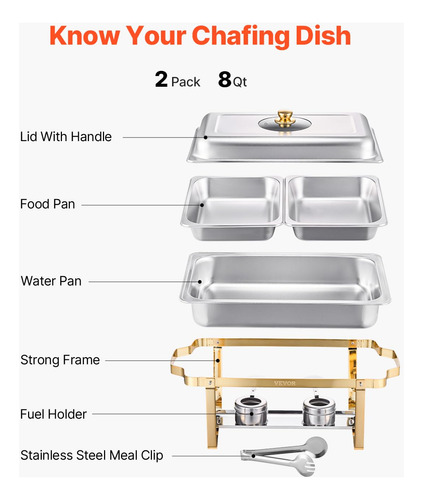 Juego De Platos Para Buffet Hafing Dish Vevor, 4 Litros, 2 U