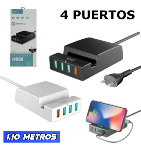 Base De Carga 4 Puertos Usb Fast D-power  Carga Rapida 3.0 