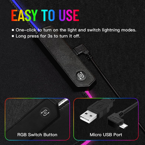 Tapete De Escritorio Led Rgb Mousepad Para Juegos, Teclado G