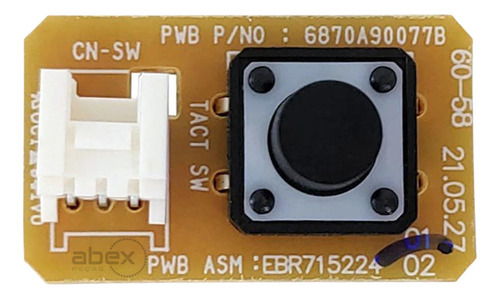 Placa Botão Ligar Ar Condicionado LG Dual Inverter