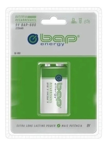 Imagem 1 de 3 de Bateria Recarregável 9v 320mah Bap-680