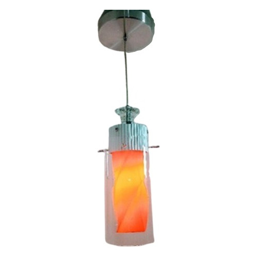 Lustre Pendente Vidro Transparente Interno Laranja Bocal E27