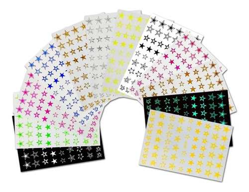 10 Sticker De Estrellas Jumbo, Colores Surtidos.