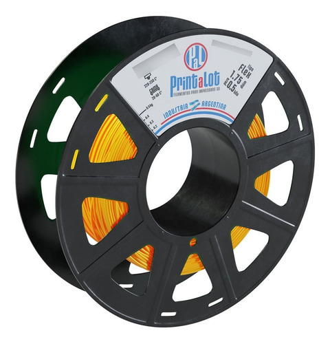 Filamento 3D flexível 1,75 mm x 500 grs:: Printalot Color Naranja Flúo