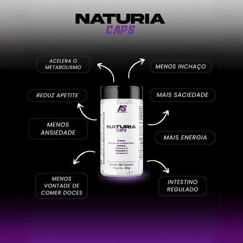 Suplemento Emagrecedor Naturia Caps 60 Cápsulas Kit 2 Potes Sem Sabor