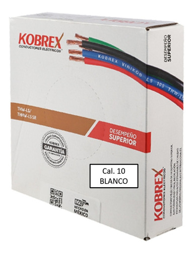 Imagen 1 de 4 de Caja 100mts Cable Blanco Cal 10 Awg Kobrex Vinikob 100%cobre
