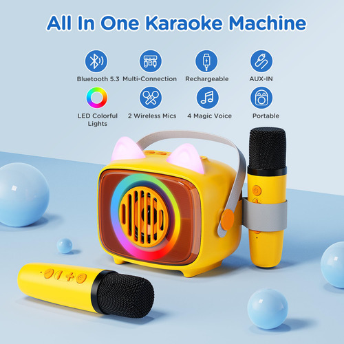 Máquina De Karaoke Bigasuo Para Niños Con 2 Micrófonos Inalá