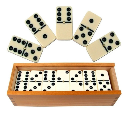 Imagen 3 de 5 de Domino Caja Peque De Madera Tamaño Piezas 4,7x2,4x0,8 Cms.