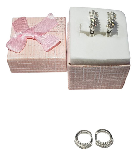 Arracadas Aretes Huggies Moda Dama Plata .925 Circonia