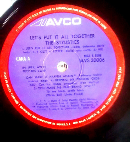 The Stylistics 1974 Lp Let's Put It All Together Mexico (Usado)