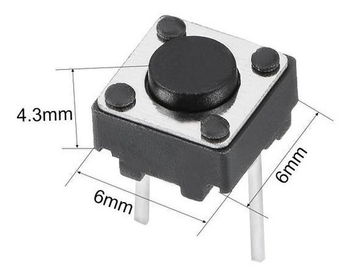 Imagen 4 de 5 de 50 Unidades Touch Tact Switch 4.3mm 2 Patas Electronica