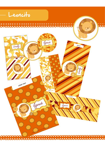 León Leoncito Bebé Kit Naranja Chocolate Baby Shower 1 Año