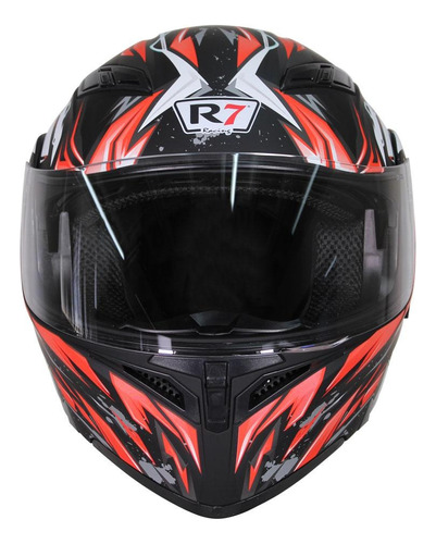 Casco R7 Abatible Unscarred Electric Negro/rojo Mate Xl