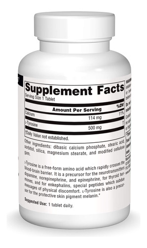 Suplemento Source Naturals L-tirosina 50 Comprimidos