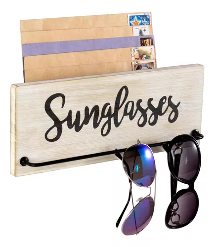 MyGift Organizador de lentes de sol de madera blanca de lujo, caja de  exhibición de gafas, estuche de almacenamiento de 2 capas con tapa de  vidrio y