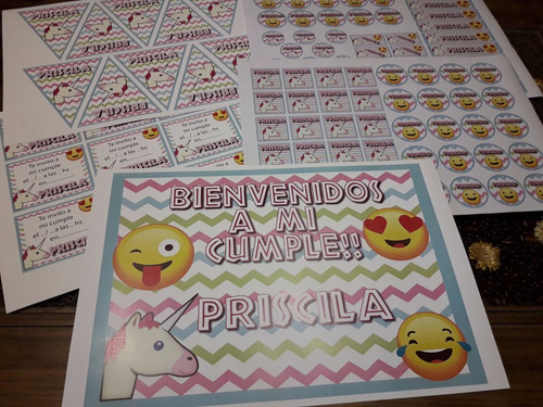 Kit Cumpleaños  Emoji Emoticones  Impreso Y Cortado