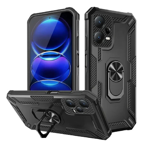 Funda Para Zte A71 Robot + Ring Metálico Negro