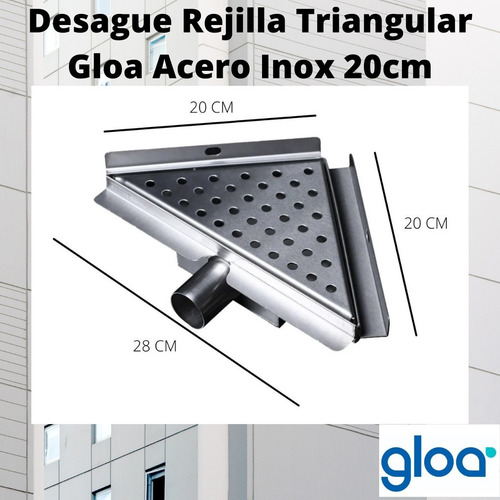 Desague Rejilla Triangular Gloa Acero Inox 20cm