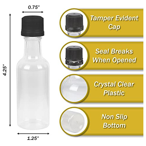 Botella Mini De Licor Transparente De 50 Ml (1.7 Oz) Ta...