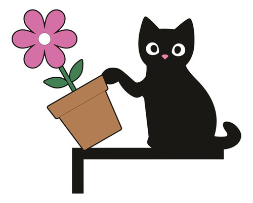 Fa Esquina De La Puerta Izquierda Gato De Maceta De Flores