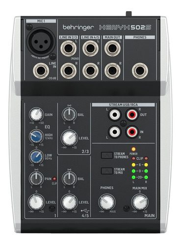 Mezcladora Behringer Xenyx 502s 5 Canales Con Interfaz Usb