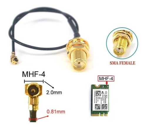 Cable Mhf4 Pigtail Hembra Rpsma Sma Tarjeta Red Antena Wifi