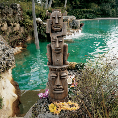 Estatua Tiki Totem Pole Con Acabado De Madera Sintética