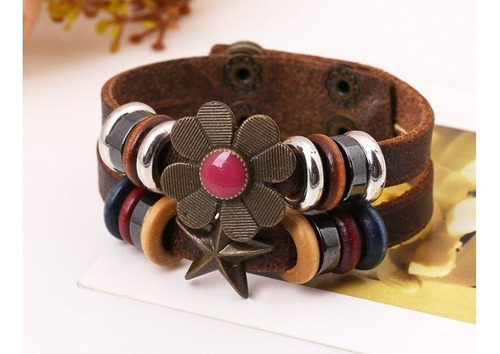 Pulsera Manilla Brazalete De Cuero Adornos Mujer