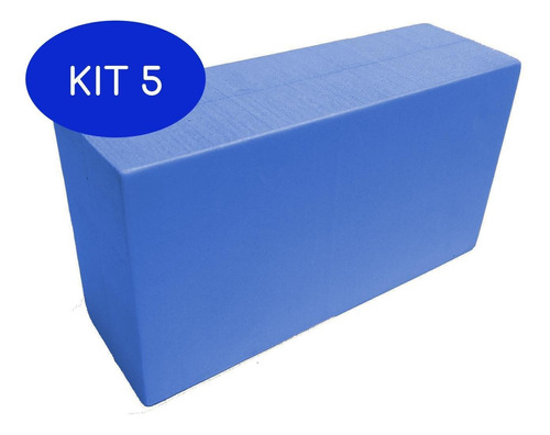 Kit 5 Bloco De Yoga Pilates 23x13x7cm - Azul Royal