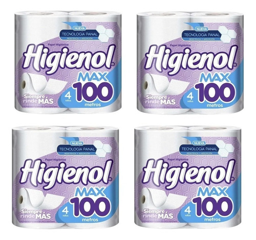 Pack X 4 Papel Higienico Higienol Max 100m X4