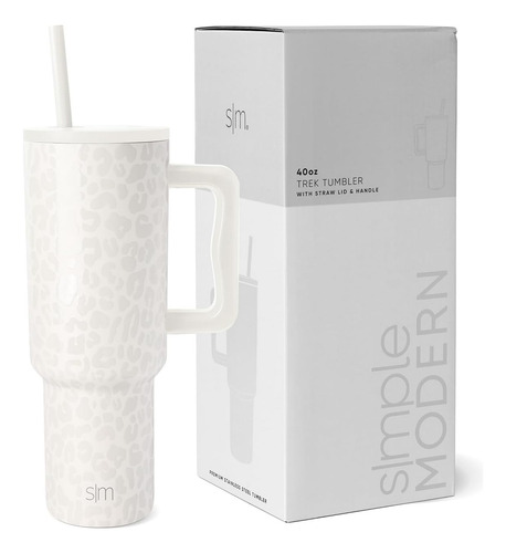 Taza Aislante Simple Modern 40 Oz Con Asa Y Tapa Straw Trek