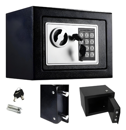 Caja Fuerte Electrónica De Seguridad Código Digital Y Llave Color Negro
