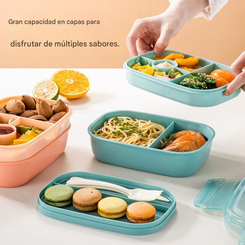 Bento Box Contenedor 1900ml Fiambrera Para Microondas