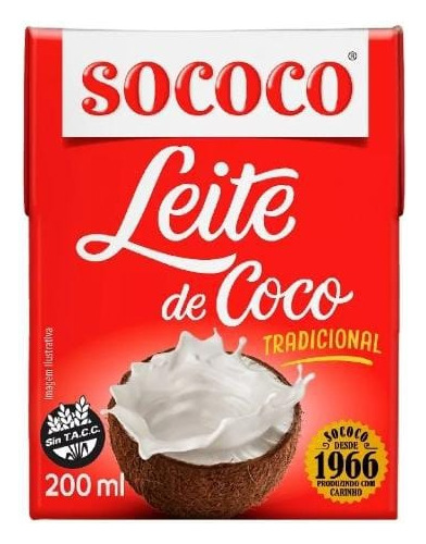 Sin Tacc - Leche De Coco Sococo Tetra 200 Ml. Origen Brasil.