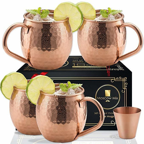 Moscow Mule Cobre De Café Conjunto De 4 - Cobre Sólido Hecho