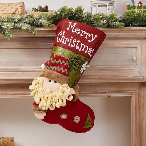 Calcetín Navideño De Papá Noel, Muñeco De Nieve Y Reno, Chri