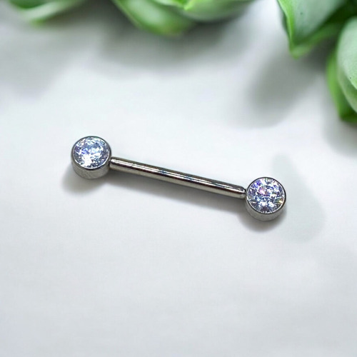 Piercing De Mamilo Zircônia Titânio Cor Prateado