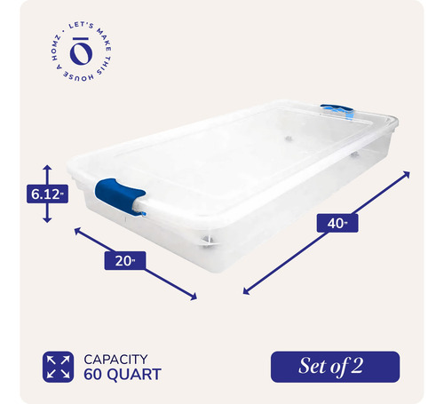 Contenedor Plástico Transparente 60 Litros Con Tapa Y Ruedas