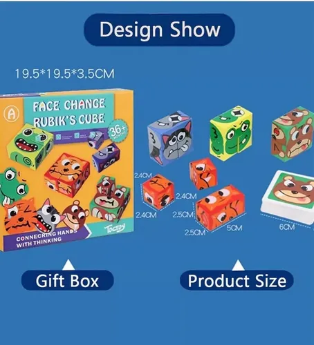 Juego Cubo Rubik Puzzle Face Changing Cambio Emociones Emoji Color De La Estructura Multicolor