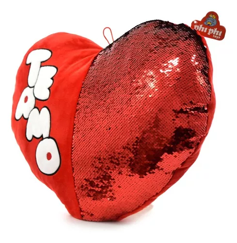 Corazon De Peluche Lentejuelas Te Amo 45 Cm. Phi Phi Toys