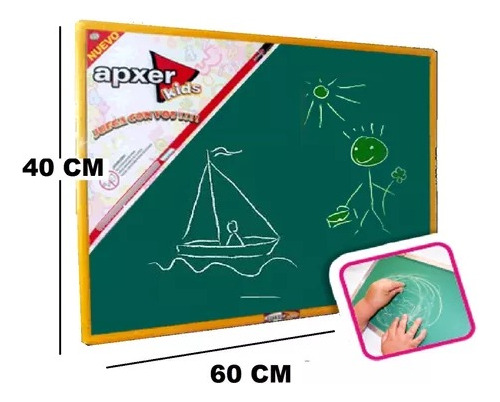Imagen 4 de 4 de Pizarra Verde Para Tiza 60 X 40 Cm Pizarron Playking