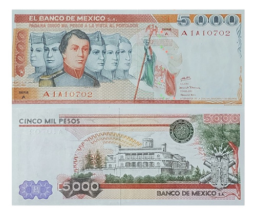 Billete 5000 Pesos Niños Heroes 1980 Serie A Sa Sin Circular