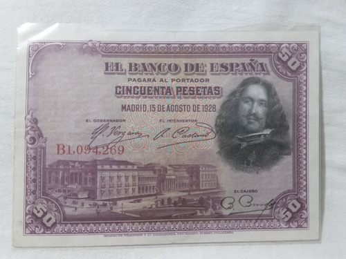 Billete De España 50 Pesetas Del Año 1928