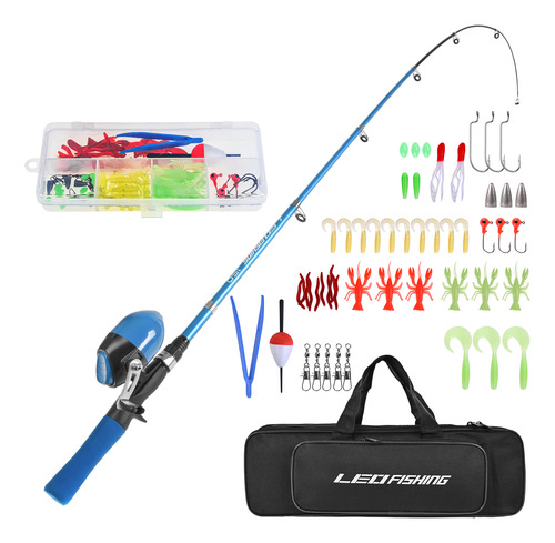 Kit Portátil De Pesca Fishingbag Lures Spincast Para Niños