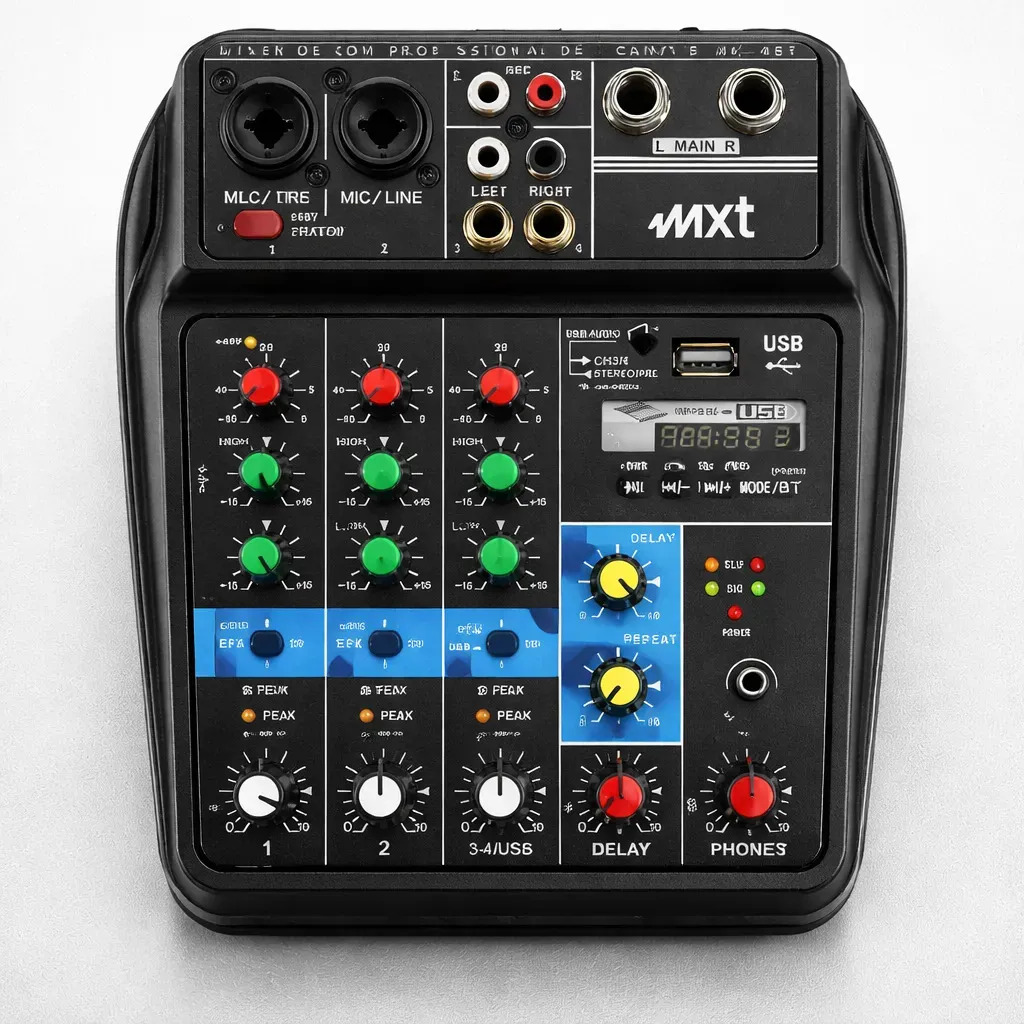 Mesa de Som MXT MX-4BT 4 Canais Profissional com Bluetooth, USB e Efeitos