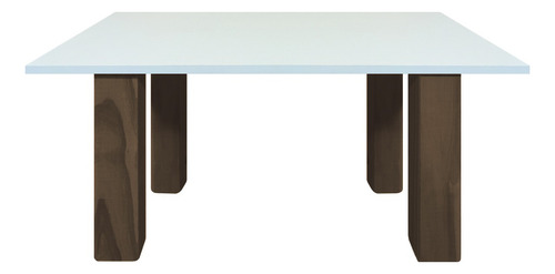 Mesa Ratona 60x40 Rectangular Madera Pino Macizo Color Blanco/Nogal